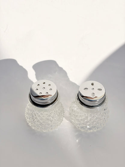 Vintage 1960s–1970s Pressed Glass Salt & Pepper Shakers