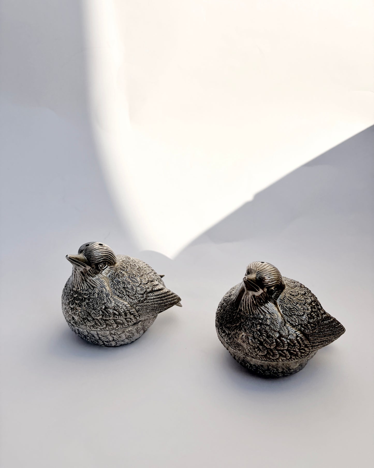 Vintage 1960s–70s Silver Plated Sparrow Salt & Pepper Shakers