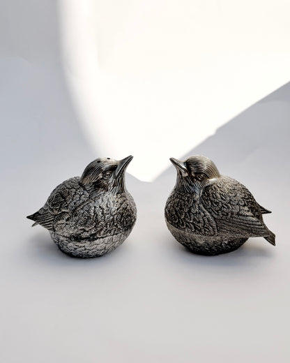 Vintage 1960s–70s Silver Plated Sparrow Salt & Pepper Shakers