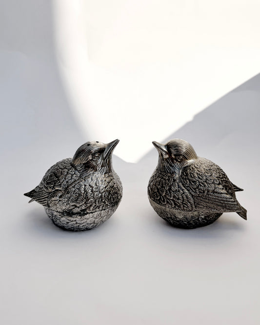 Vintage 1960s–70s Silver Plated Sparrow Salt & Pepper Shakers