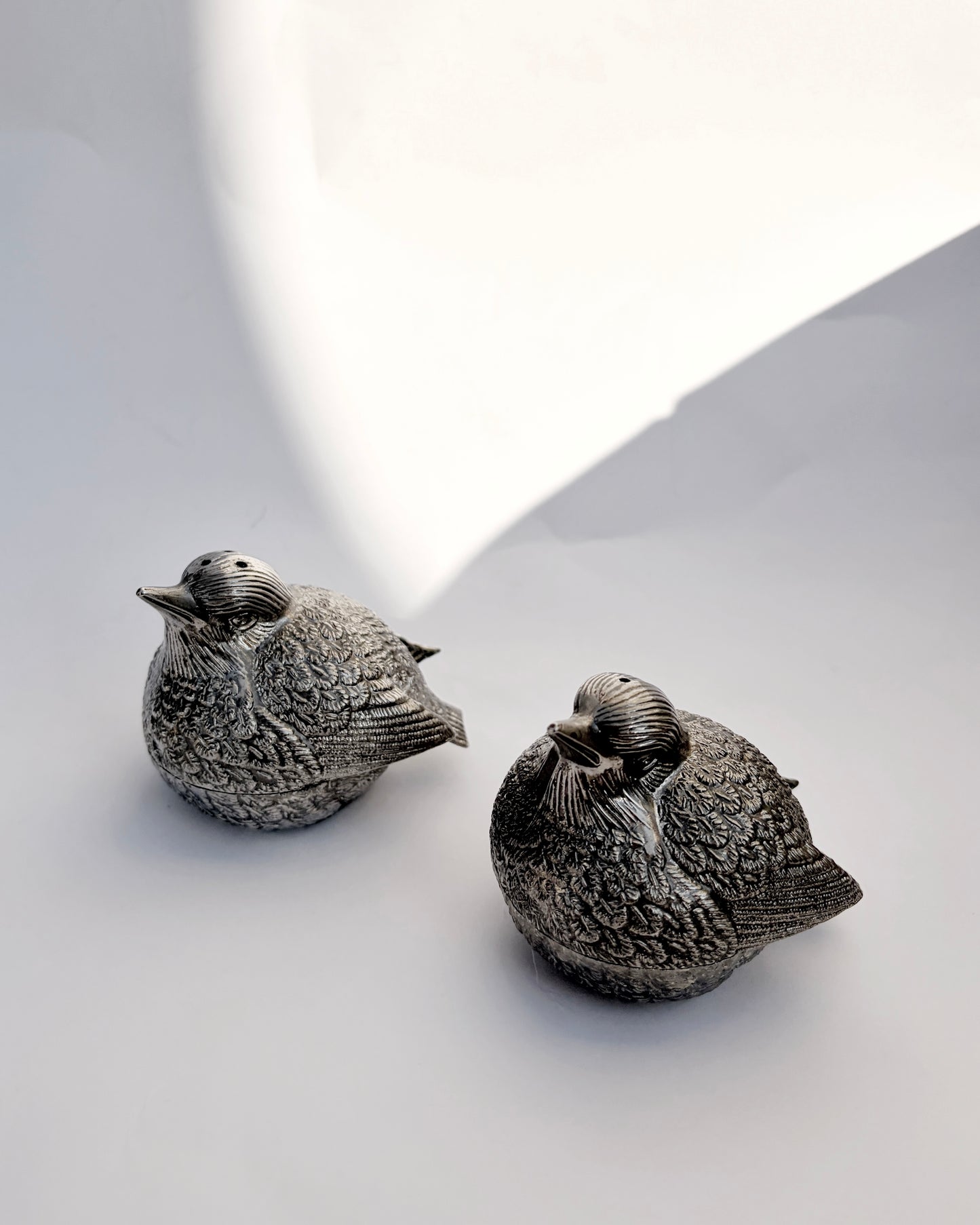 Vintage 1960s–70s Silver Plated Sparrow Salt & Pepper Shakers
