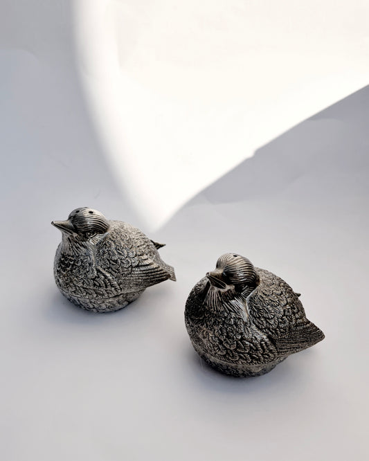 Vintage 1960s–70s Silver Plated Sparrow Salt & Pepper Shakers