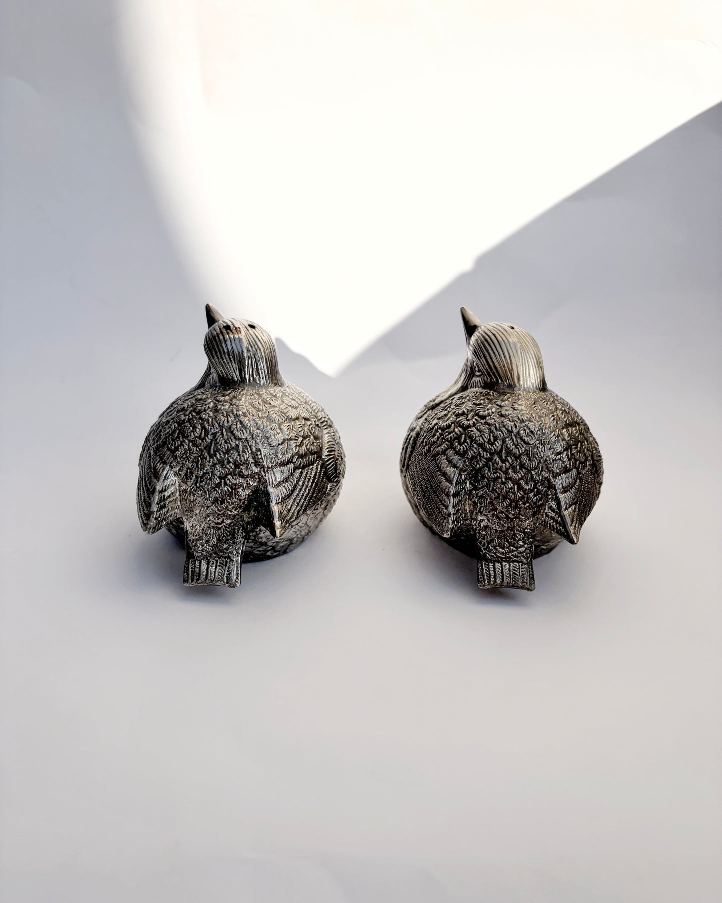 Vintage 1960s–70s Silver Plated Sparrow Salt & Pepper Shakers
