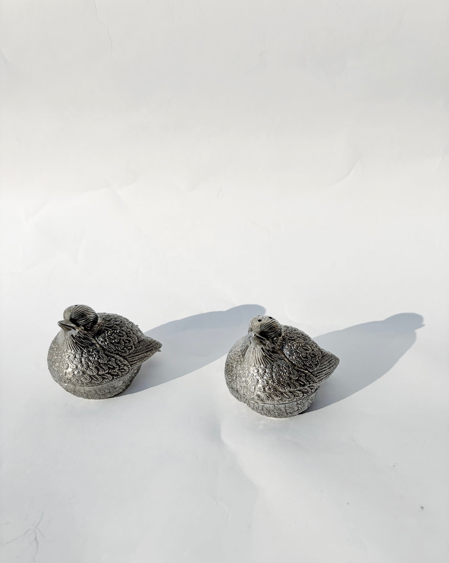 Vintage 1960s–70s Silver Plated Sparrow Salt & Pepper Shakers