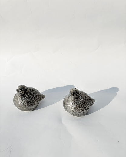 Vintage 1960s–70s Silver Plated Sparrow Salt & Pepper Shakers