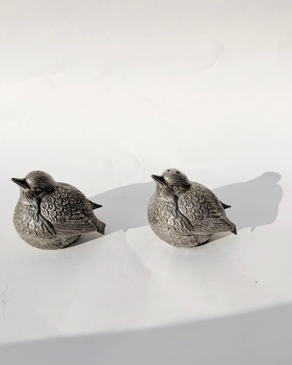 Vintage 1960s–70s Silver Plated Sparrow Salt & Pepper Shakers