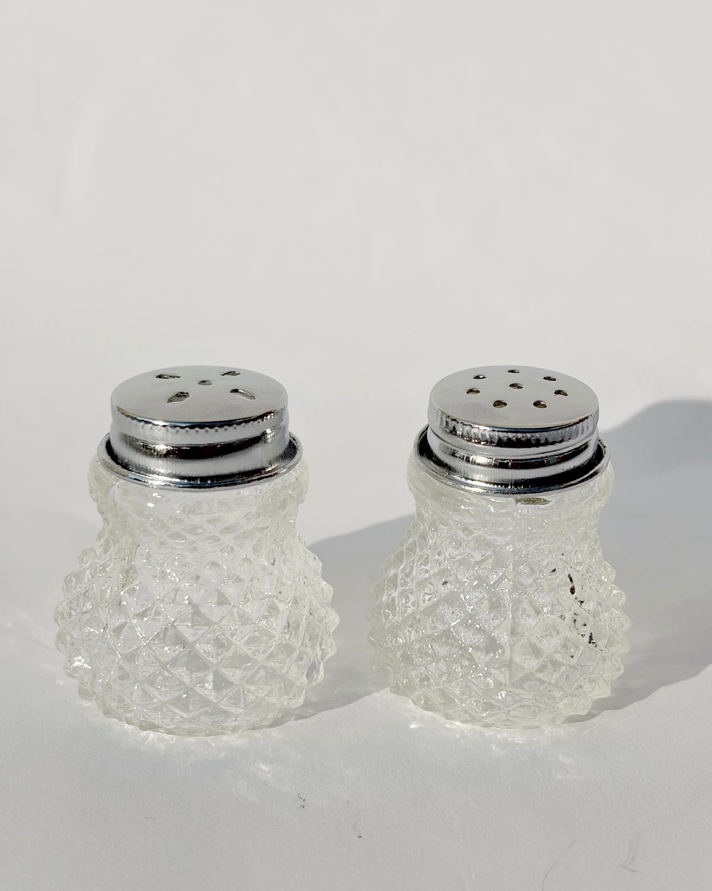 Vintage 1960s–1970s Pressed Glass Salt & Pepper Shakers