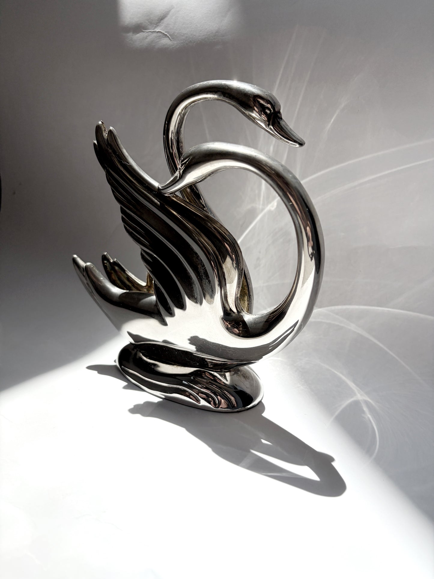 Vintage 1980s Silver Plated Swan Napkin Holder