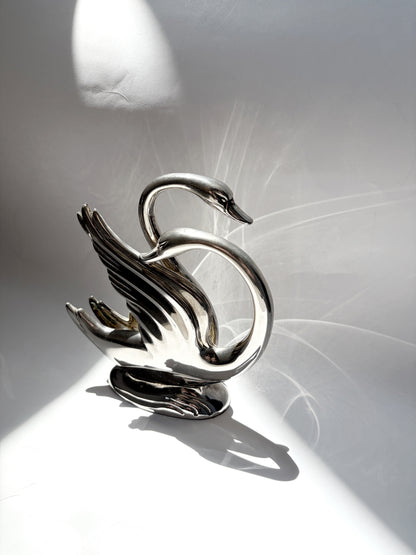 Vintage 1980s Silver Plated Swan Napkin Holder