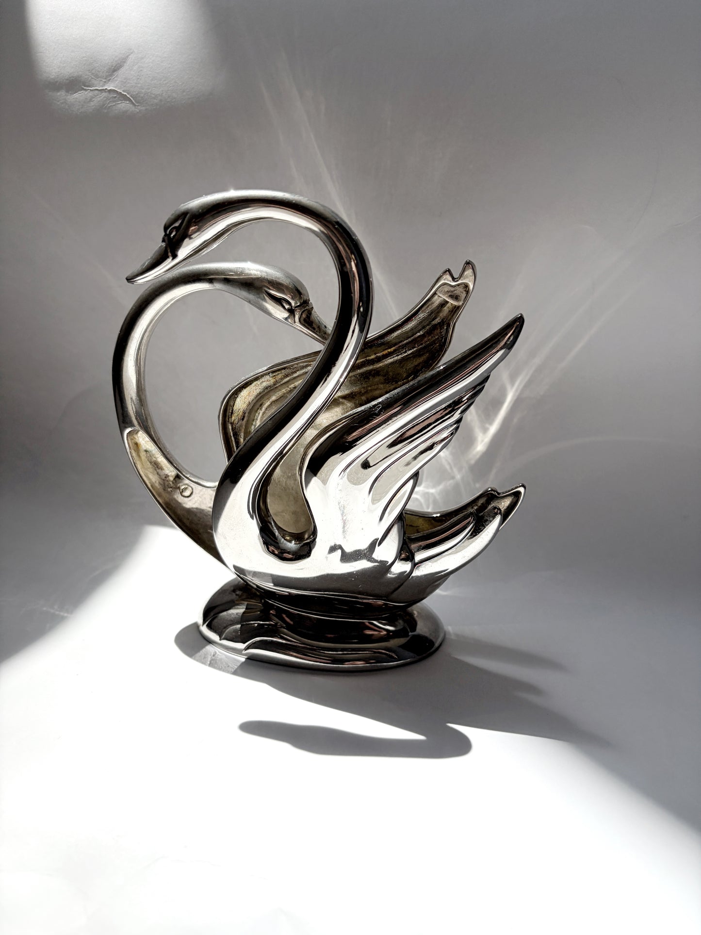 Vintage 1980s Silver Plated Swan Napkin Holder