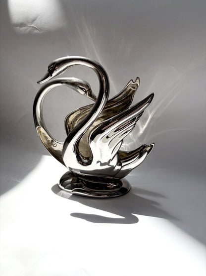 Vintage 1980s Silver Plated Swan Napkin Holder