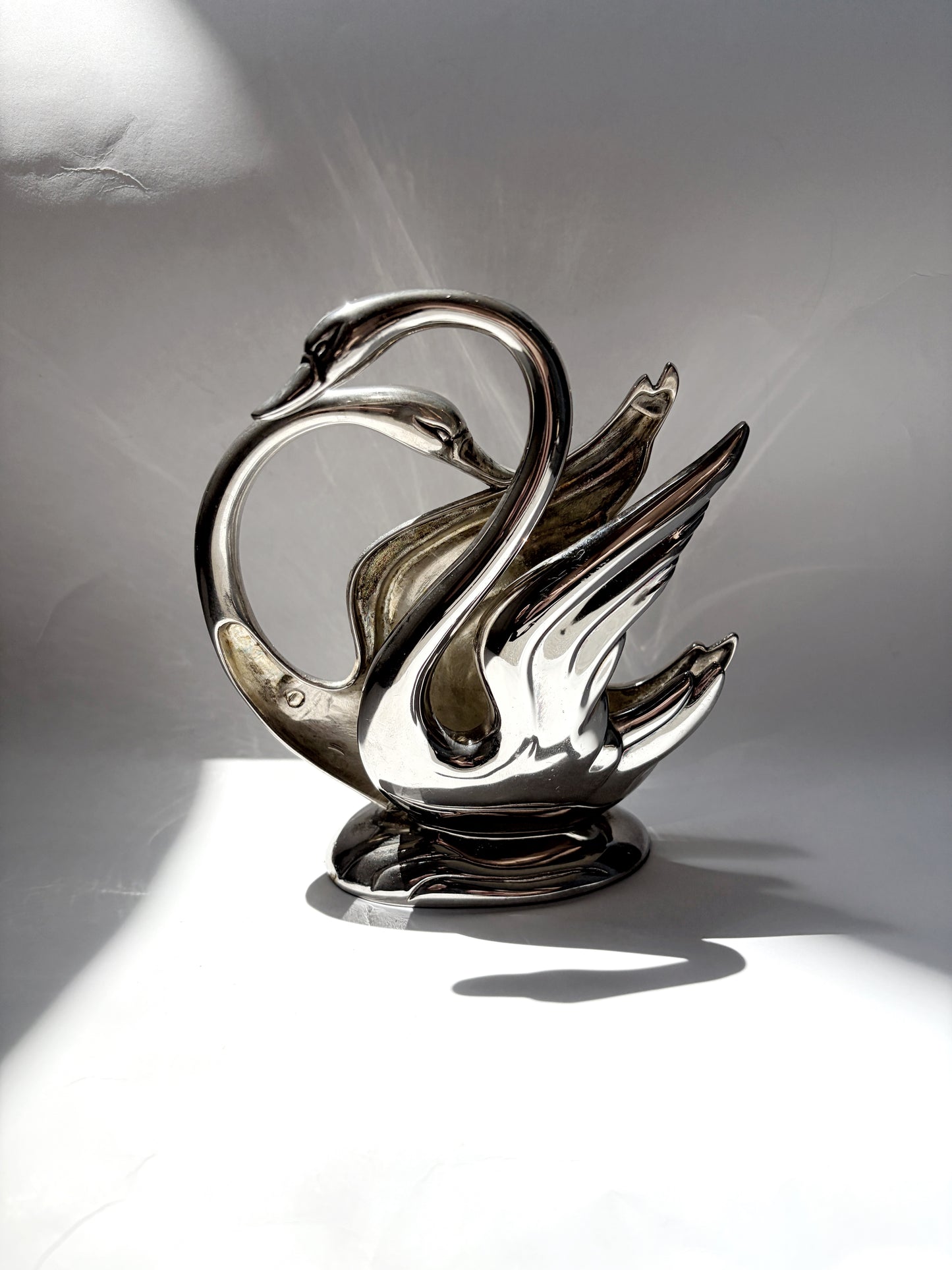 Vintage 1980s Silver Plated Swan Napkin Holder