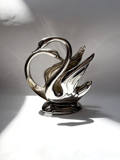 Vintage 1980s Silver Plated Swan Napkin Holder
