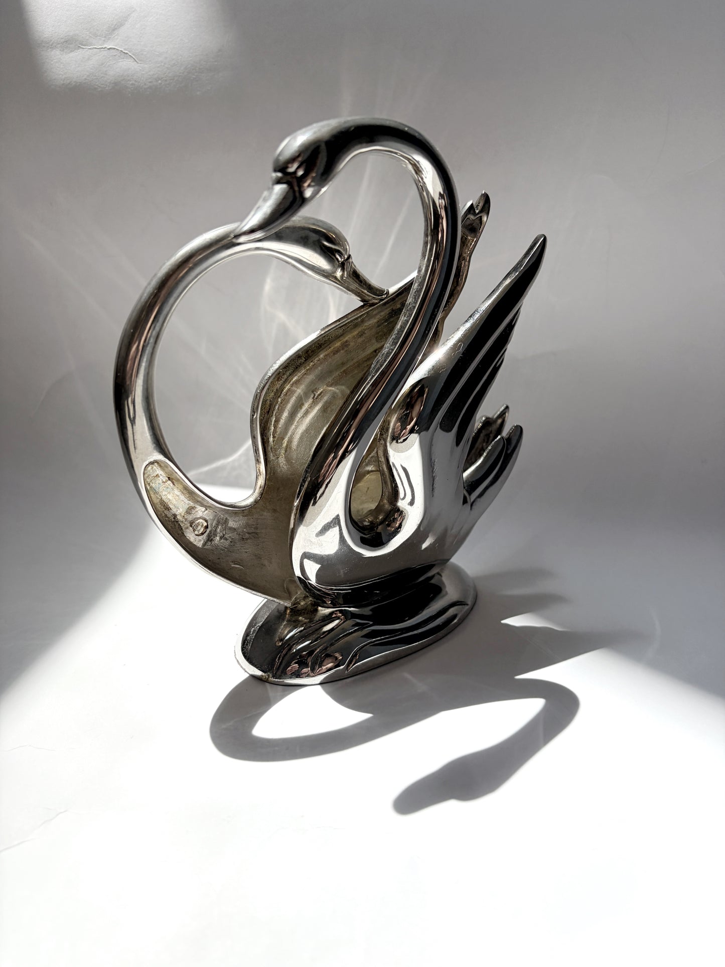 Vintage 1980s Silver Plated Swan Napkin Holder