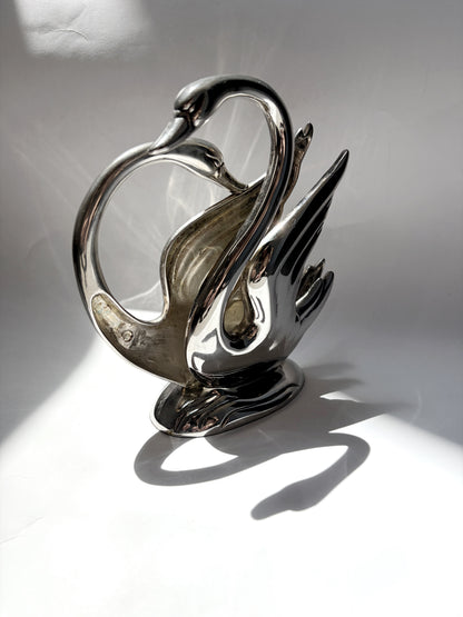Vintage 1980s Silver Plated Swan Napkin Holder
