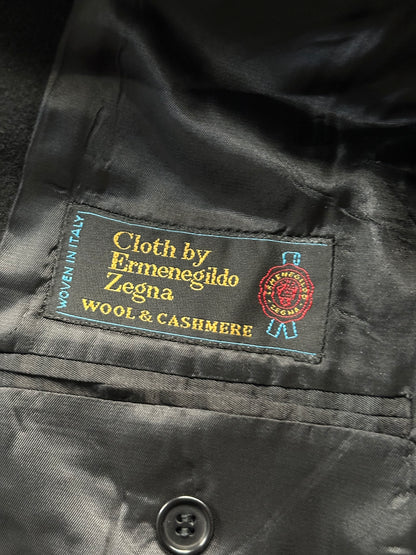 90s Ermenegildo Zegna Wool Cashmere Black Blazer