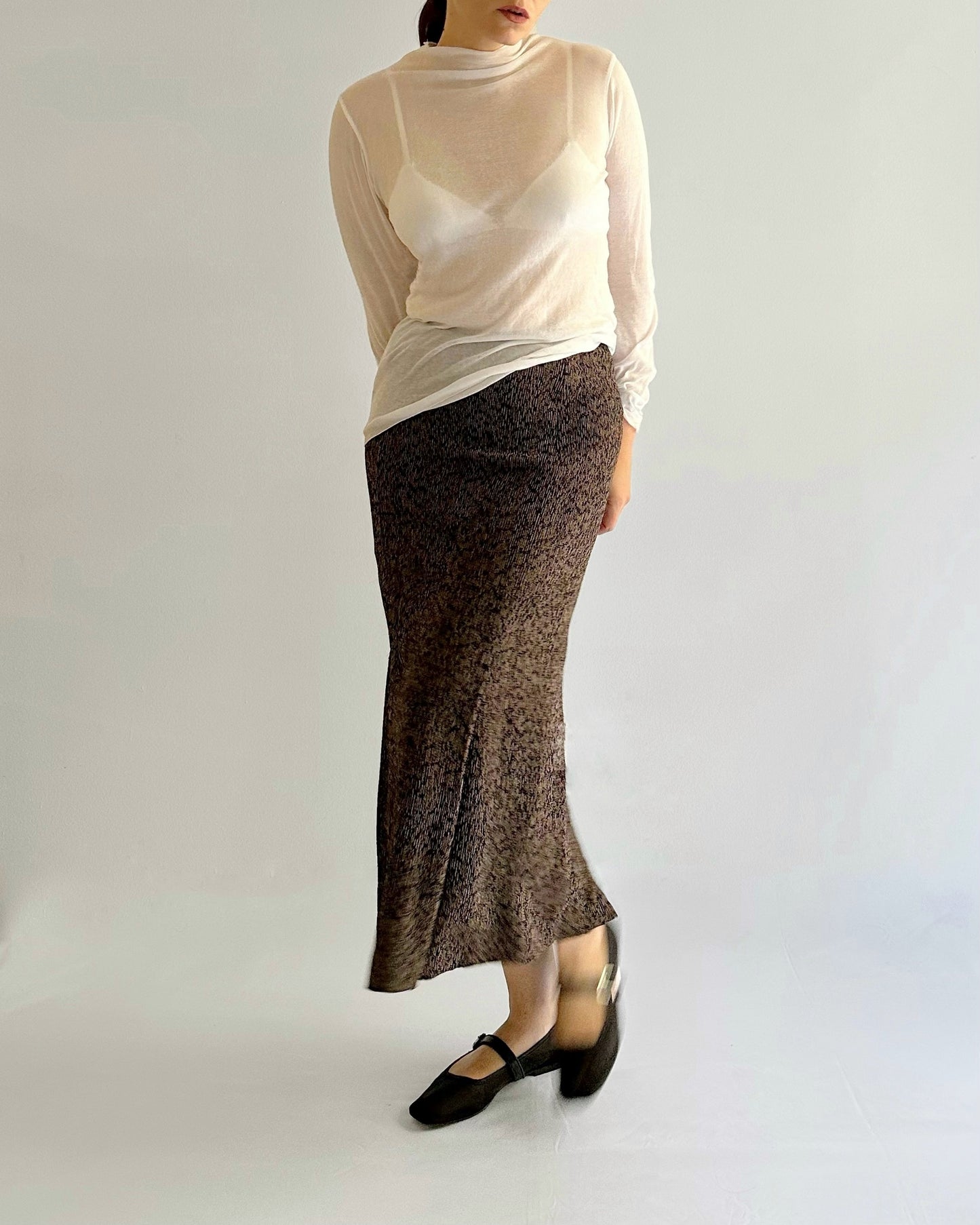 90s Viscose Abstract Midi Skirt