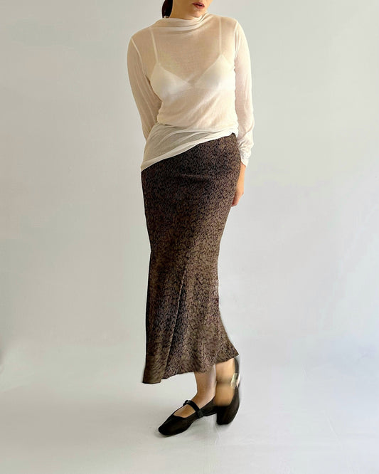 90s Viscose Abstract Midi Skirt