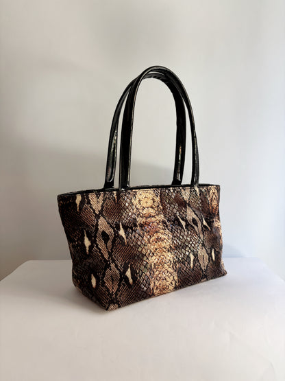 Vintage 1980s Snakeskin-Effect Handbag – Made in Italy