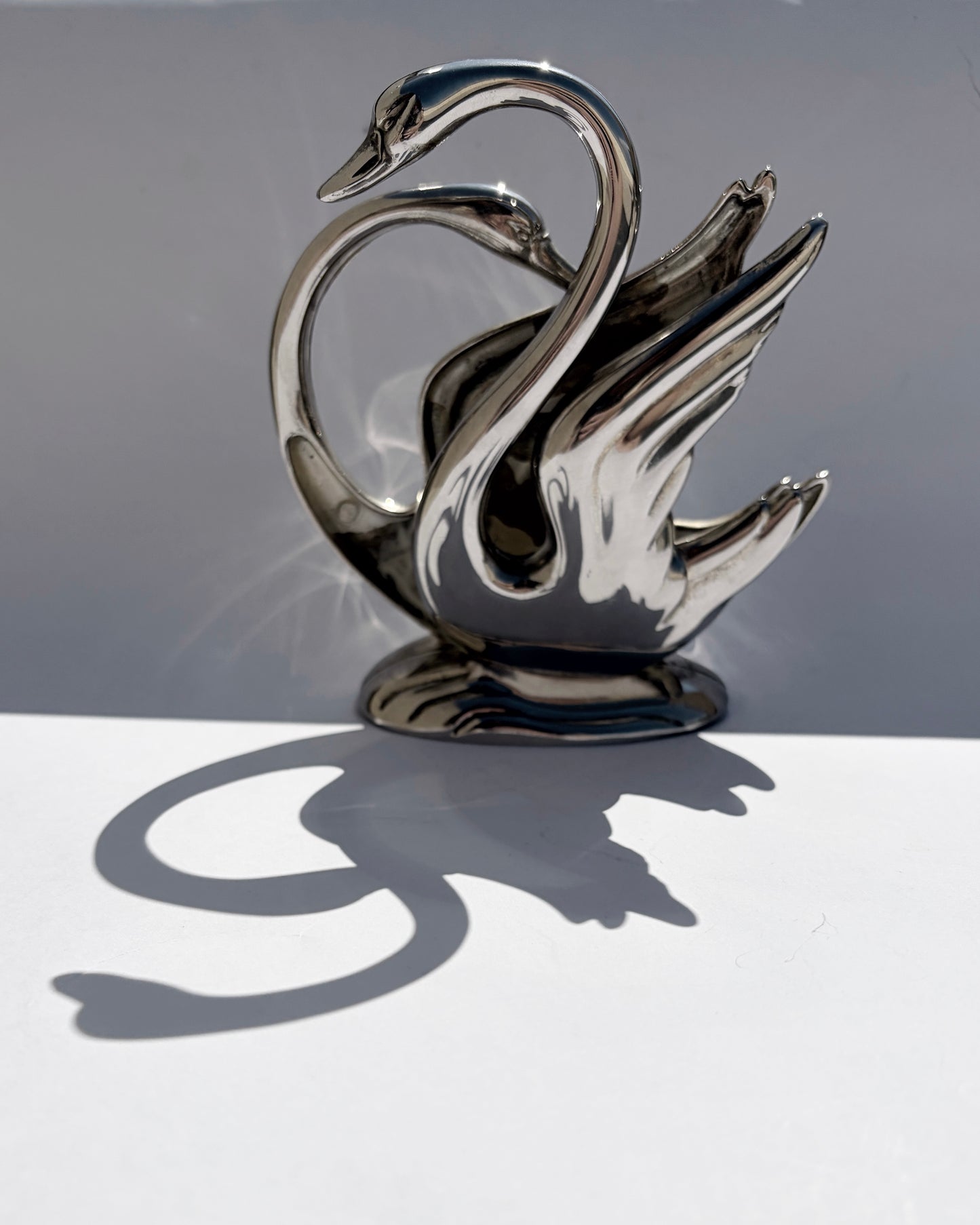 Vintage 1980s Silver Plated Swan Napkin Holder