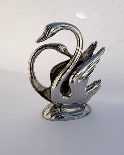 Vintage 1980s Silver Plated Swan Napkin Holder