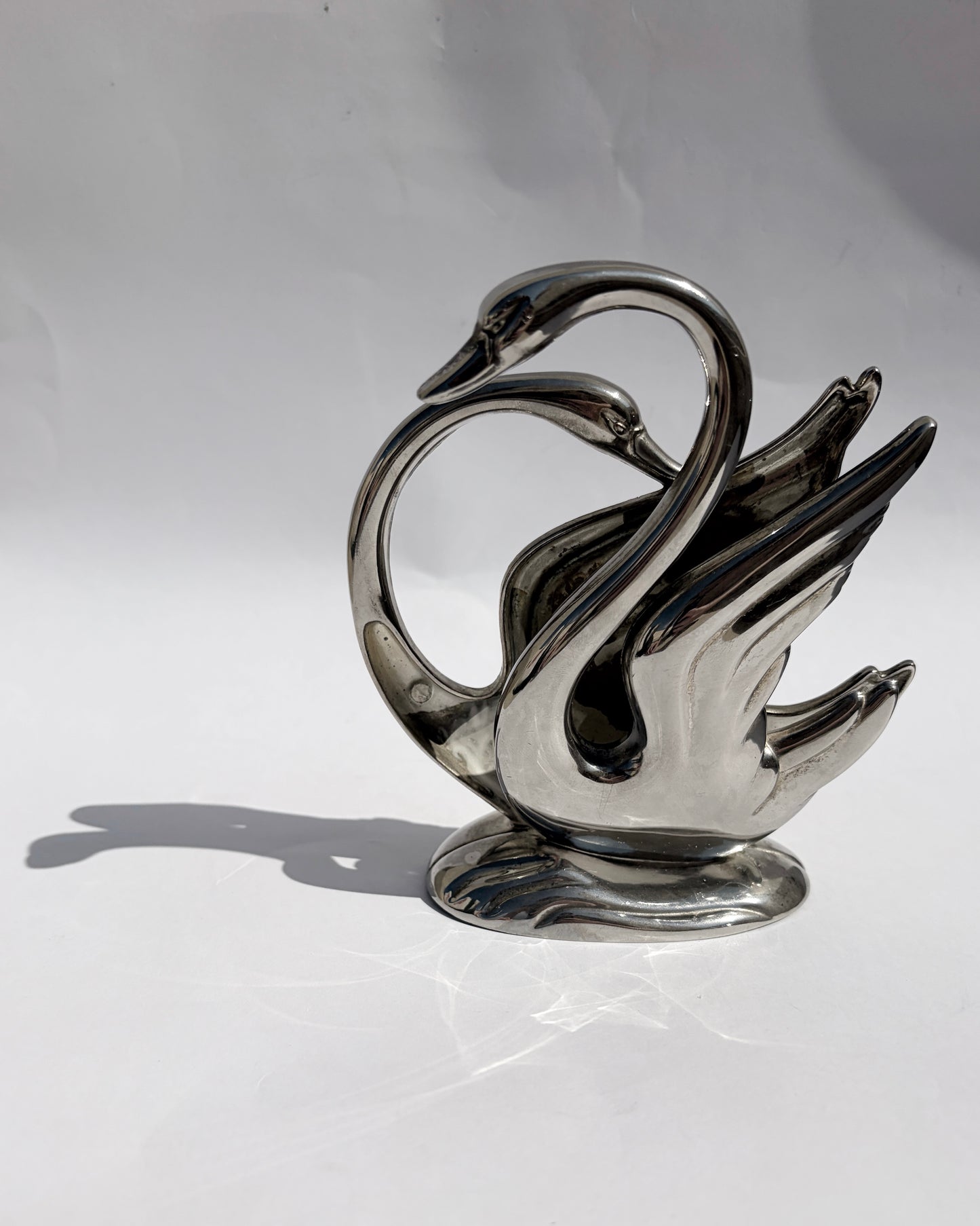 Vintage 1980s Silver Plated Swan Napkin Holder