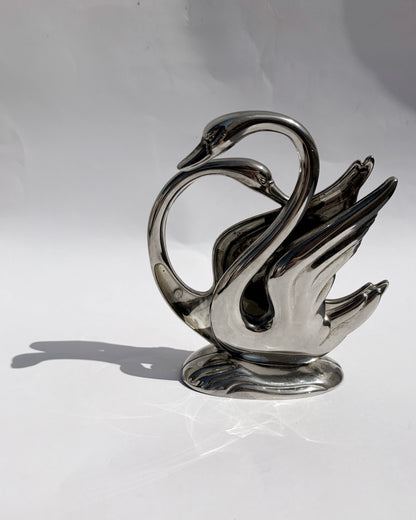 Vintage 1980s Silver Plated Swan Napkin Holder