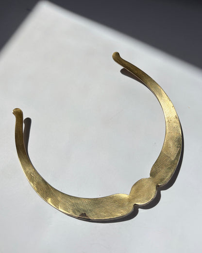 Vintage 1970s Brass & Mother of Pearl Choker Necklace