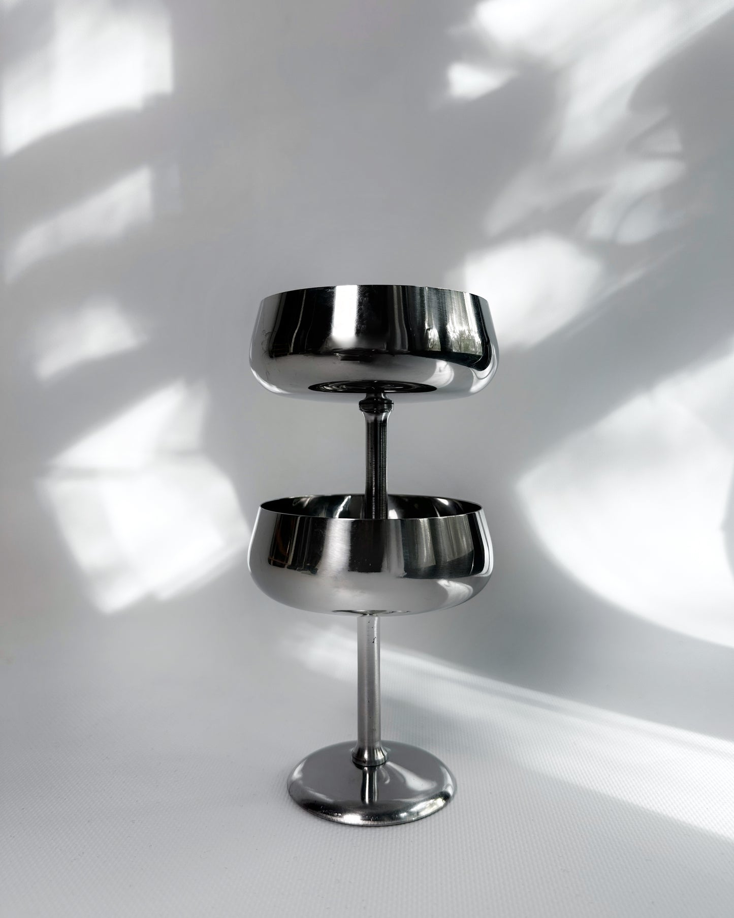 Vintage 1970s Rostfrei Stainless Steel Champagne Coupes with Matching Saucers – Set of 2, 4
