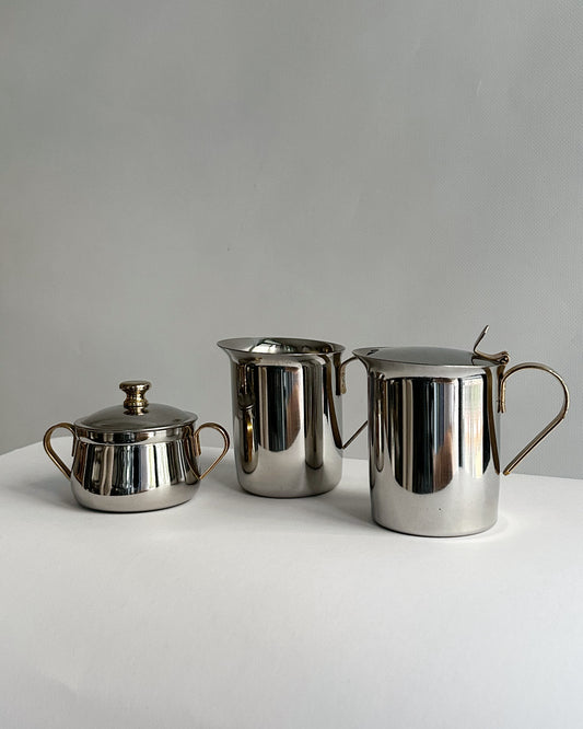 Vintage 1970s Stainless Steel Italian Coffee Set