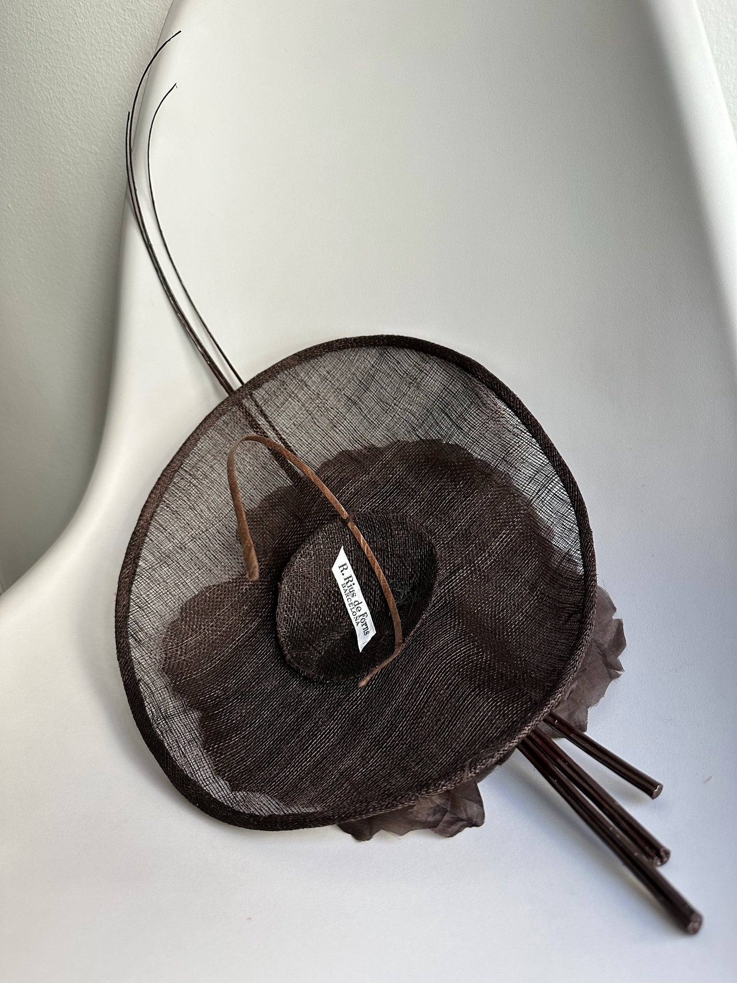Vintage Brown Sinamay Floral Fascinator Hat