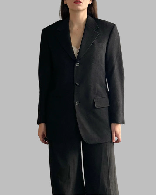 90s Ermenegildo Zegna Wool Cashmere Black Blazer