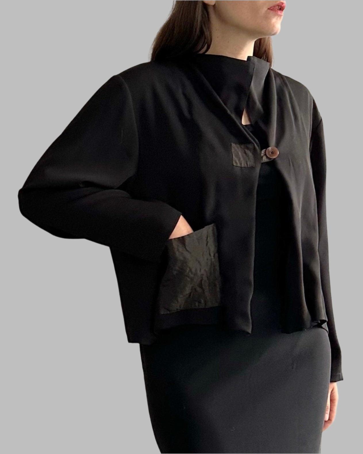 2000s Black Gold Taffeta Jacket