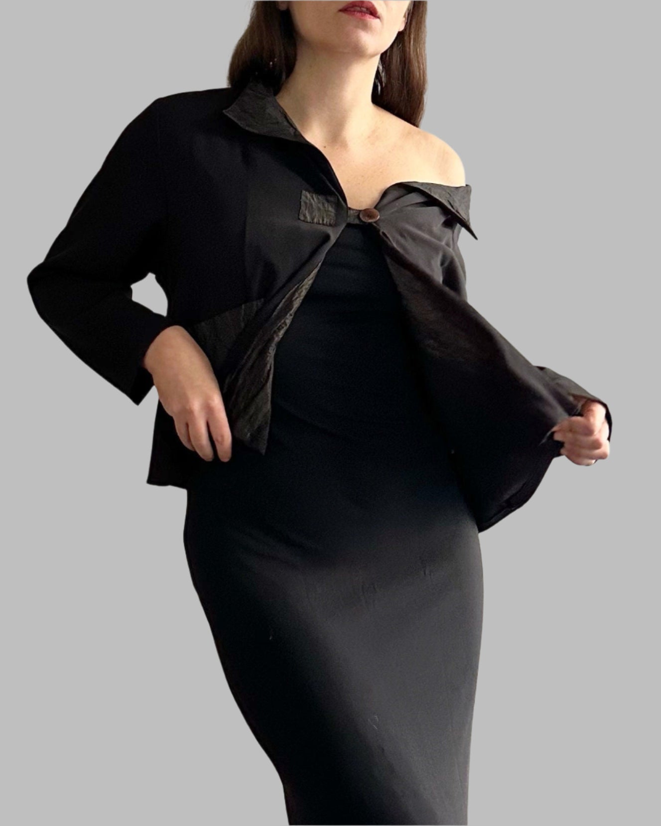 2000s Black Gold Taffeta Jacket