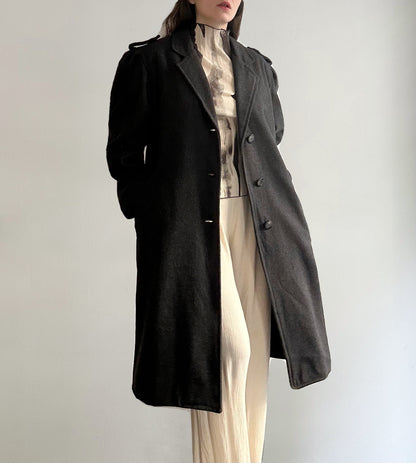 80s/90s Dark Grey Wool Puffed Sleeves Coat