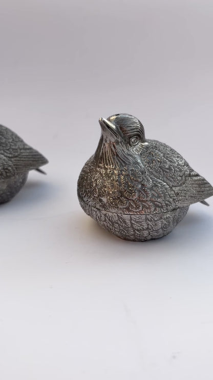 Vintage 1960s–70s Silver Plated Sparrow Salt & Pepper Shakers