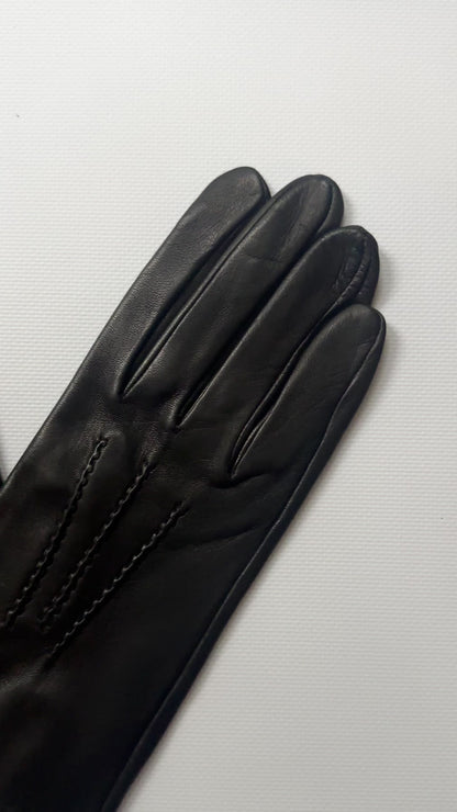 90s Black Leather Gloves - Size 8 1/2, NOS