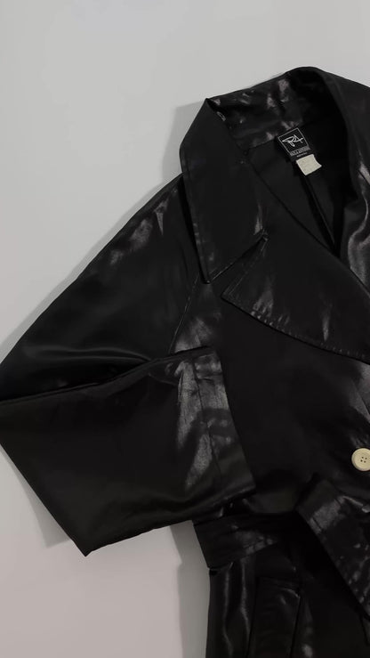 80s Italian Black Double-Breasted Trench Coat – By Paola Antonini