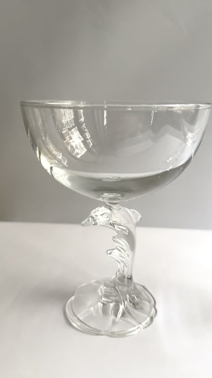 Vintage 1980s French Dolphin Stem Glasses – Set of 2