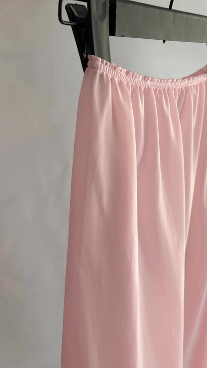 Vintage 1980s Pink Nylon Sheer Lace Half Slip - New Old Stock