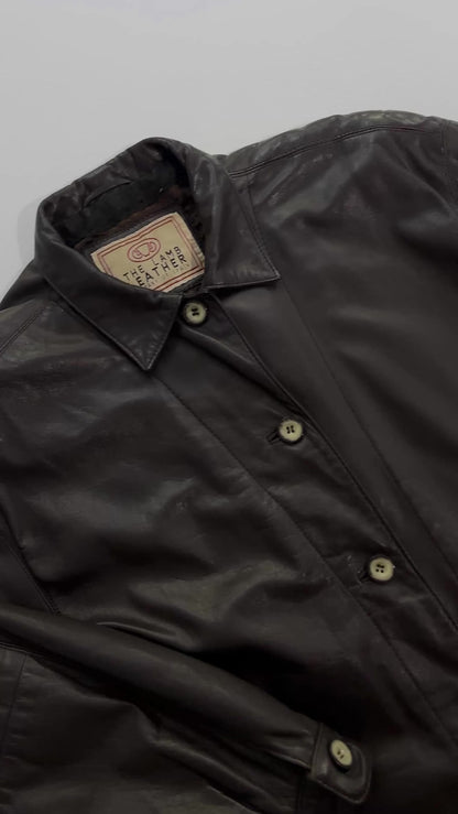 90s Chocolate Brown Leather Jacket