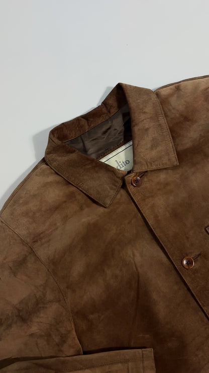 90s Brown Suede Overshirt Jacket – Made in Spain