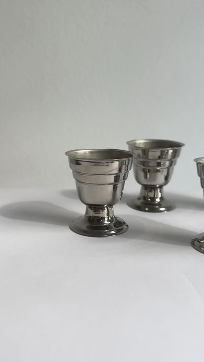 Vintage 1960s Metal Egg Cups – Set of 6