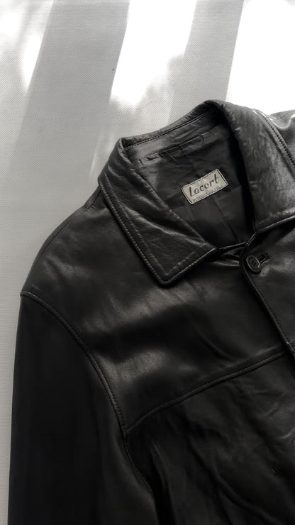 Vintage 1990s Black Sheepskin Leather Jacket
