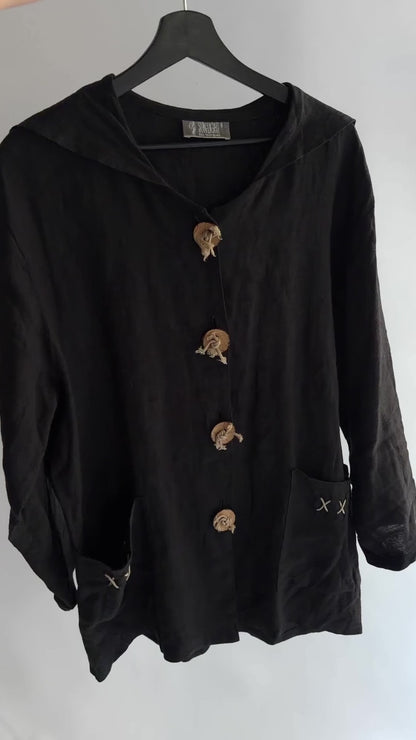 Vintage French Linen Sailor Collar Jacket