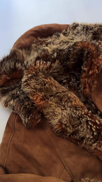 70s Shearling Coat with Detachable Hood