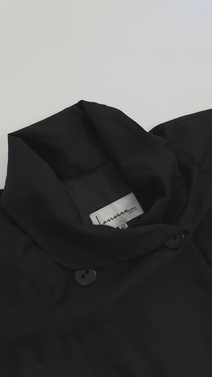 90s A-Line Black Trench Coat