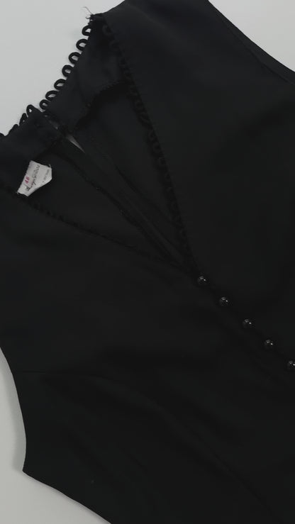80s Black Sleeveless Jumpsuit