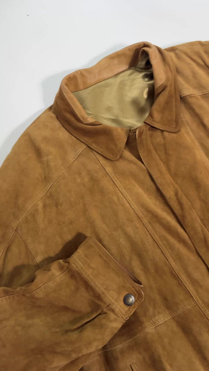 90s Sheepskin Suede Bomber Jacket