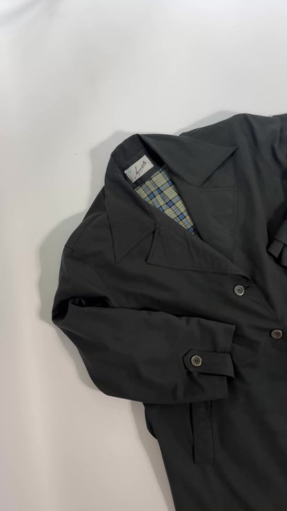 80s Grey Navy Belted Trench Coat